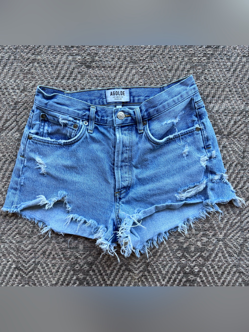 AGOLDE Parker Distressed Cutoff Shorts 100%‎ Cotton High Rise Size 25